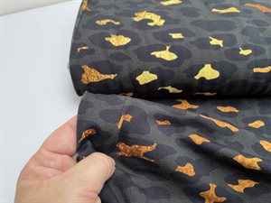 Bomuldsjersey - med leo look i guld / army